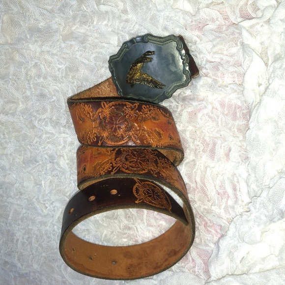 Vintage brown leather Belt with Eagle Buckle- preloved but lots of life left - Picture 6 of 8